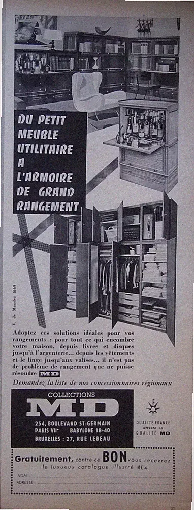 WERBUNG 1959 SAMMLUNGEN MD DU PETIT MÖBEL A LA GRANDE SCHRANK - ADVERTISING