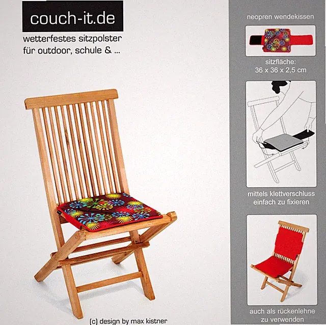 Wetterfeste Sitzkissen Schulkissen outdoor Gartenkissen couch-it eckig