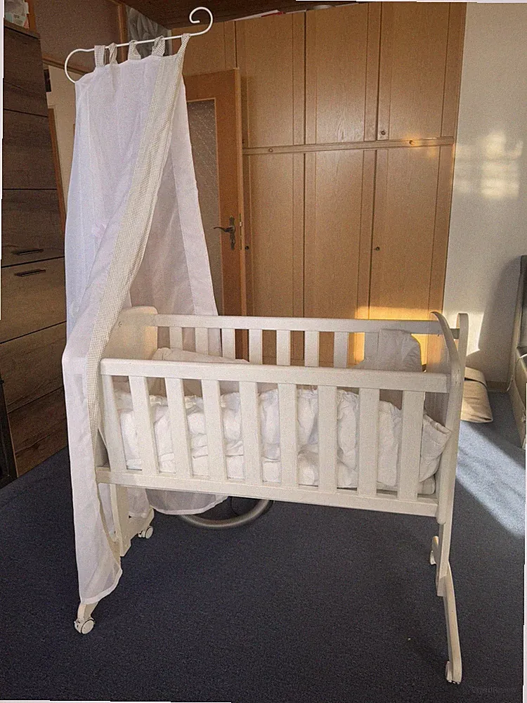 Wiege Schaukelwiege Babywiege Holz Weiß Bett Set Noah Buche VitaliSpa