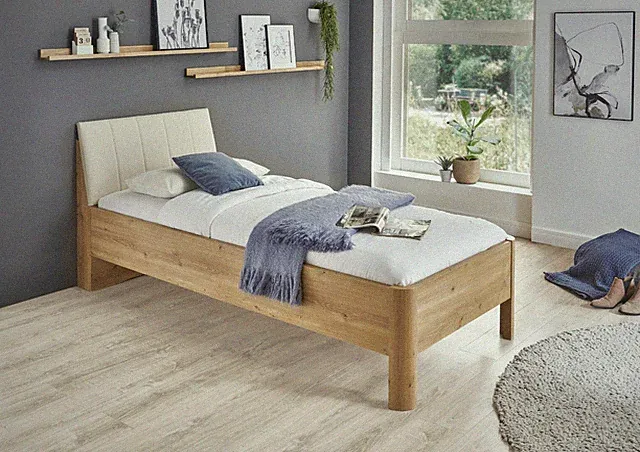 WIEMANN Bern Komfortbett, Seniorenbett, Einzelbett in Bianco- Eiche-Nachbildung