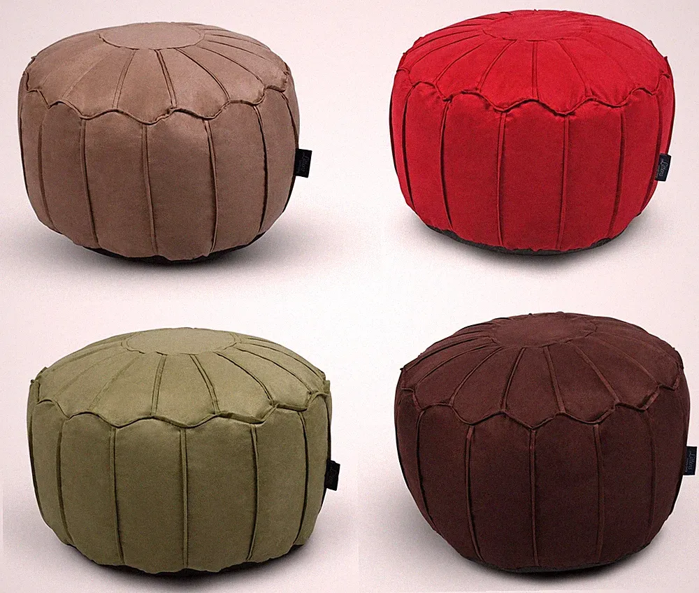 Wildlederimitat Rund Marokkanisch Sitzsack Pouf Sitz Sitzsack Fußbank Paspelierte Kanten