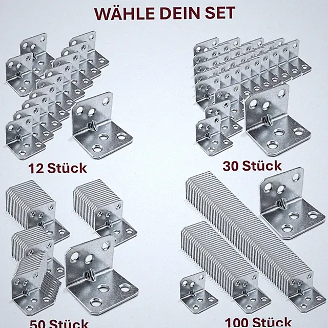Winkelverbinder Möbelwinkel Verzinkt 3x3cm - Bauwinkel Holzverbinder Balken Set