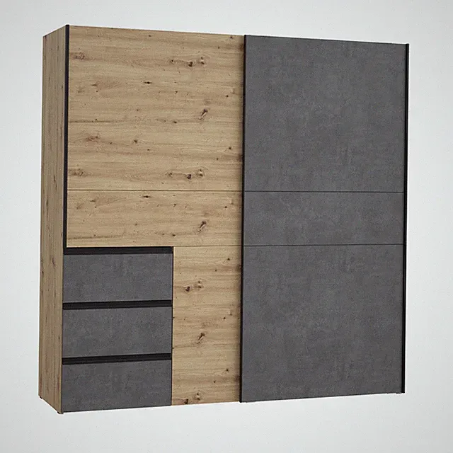 WINN 2 Schrank, Kleiderschrank, Schwebetürenschrank mit Schubladen, Schlafzim...