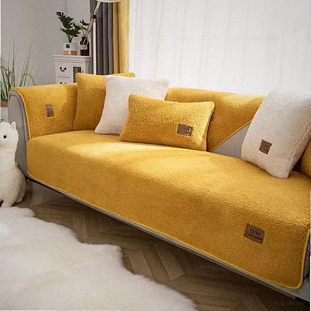 Winter Unifarben Sofabezüge Sofaschoner Sofaüberwurf Couchbezug Mat Rutschfest