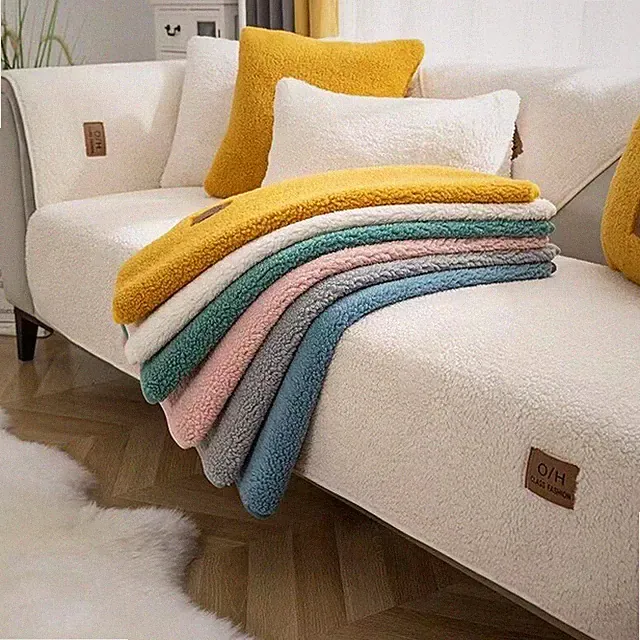 Winter Unifarben Sofabezüge Sofaschoner Sofaüberwurf Couchbezug Mat Rutschfest