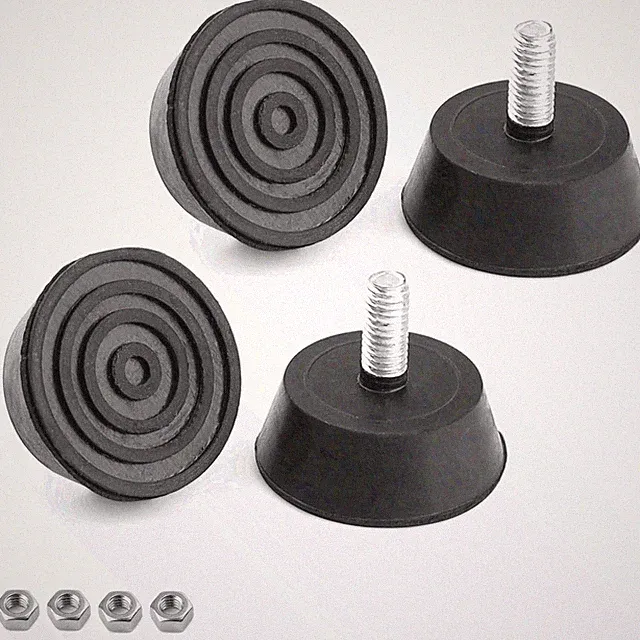 WJUAN 4 Stück Verstellbare Füße Verzinkter Stahl Gummifüße M6 Gewinde 38mm