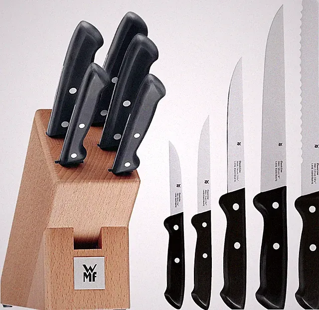 WMF Messerset Küchenmesser Fleischmesser 6-teilig, Classic Line Stahl, schwarz