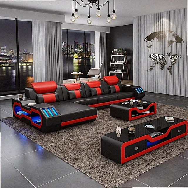 Wohnlandschaft L Form Ecksofa + Couchtisch + Sideboard Design Wohnlandschaft big