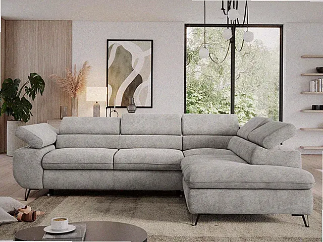 Wohnlandschaft L Form mit Schlaffunktion und Bettkasten, Schlafsofa - PEDRO L