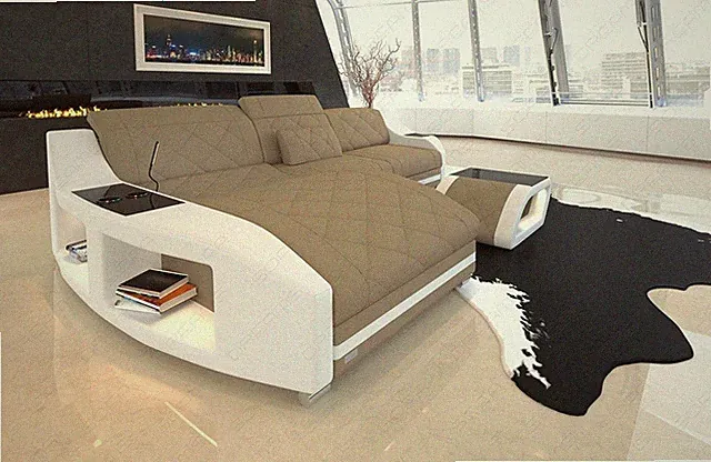 Wohnlandschaft Luxus Sofa Couch SWING Couchtisch Stoff Farbmuster Farbauswahl