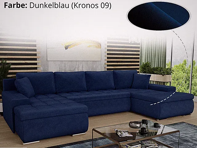 Wohnlandschaft Wohnzimmer Schlaffunktion ecksofa FARIS U-form Couch Bettsofa