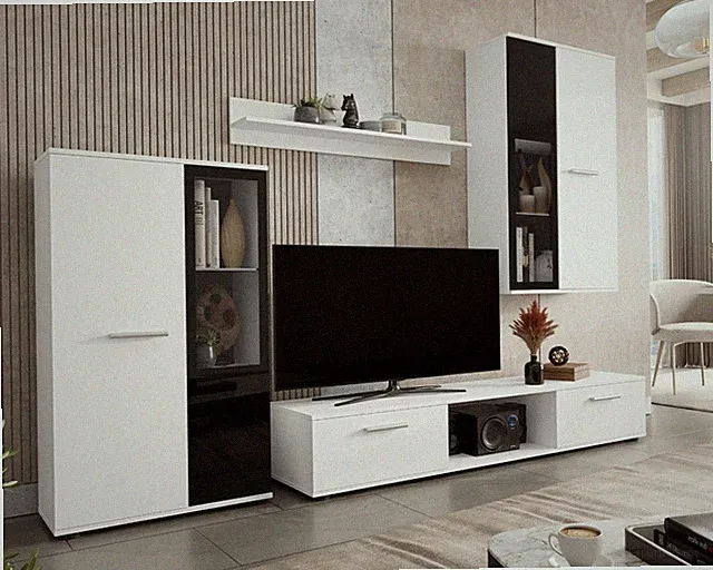 Wohnwand Beaver Anbauwand Wohnzimmer-Set Vitrinen Schrankwand TV-Möbel M24