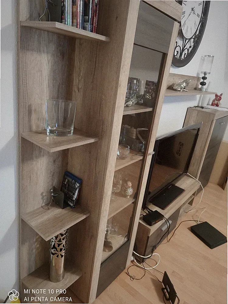 Wohnwand (Cindy) Wildeiche Schlamm Nachbildung + Couchtisch (Luca)Eiche von Poco