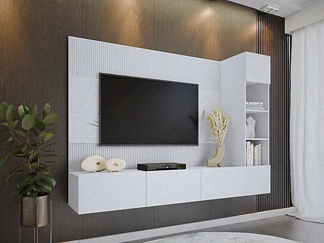 Wohnwand Deromi II Praktisch TV-Schrank Wohnzimmer-Set Wohnmöbel Schrank M24