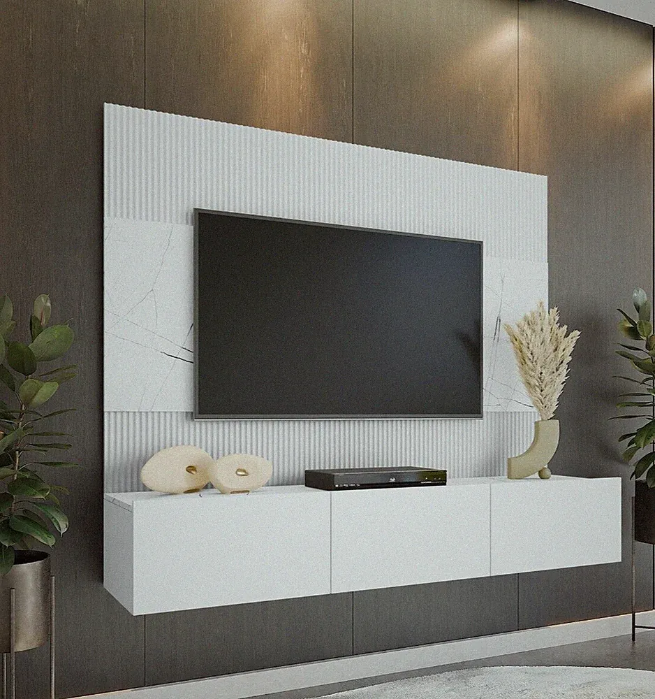 Wohnwand Deromi III Praktisch TV-Schrank Wohnzimmer-Set Wohnmöbel Schrank M24