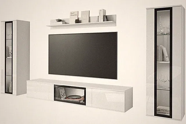 Wohnwand für das Wohnzimmer, zwei Vitrinen und ein 180 cm breiter TV-Schrank