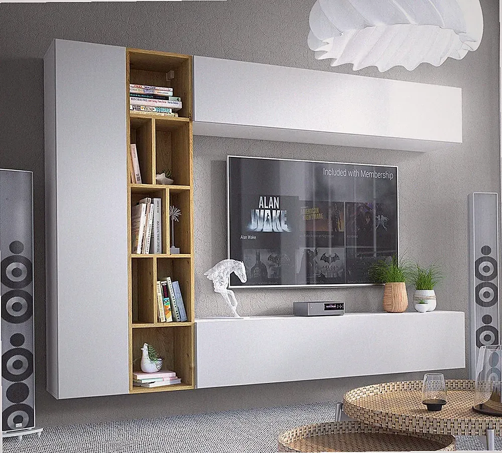 Wohnwand Kodita Schrank TV-Schrank Praktisch Wohnzimmer-Set Wohnmöbel M24