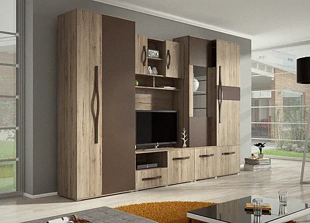 Wohnwand TV Lowboard Elegante Anbauwand für Wohnzimmer Modern MODENA