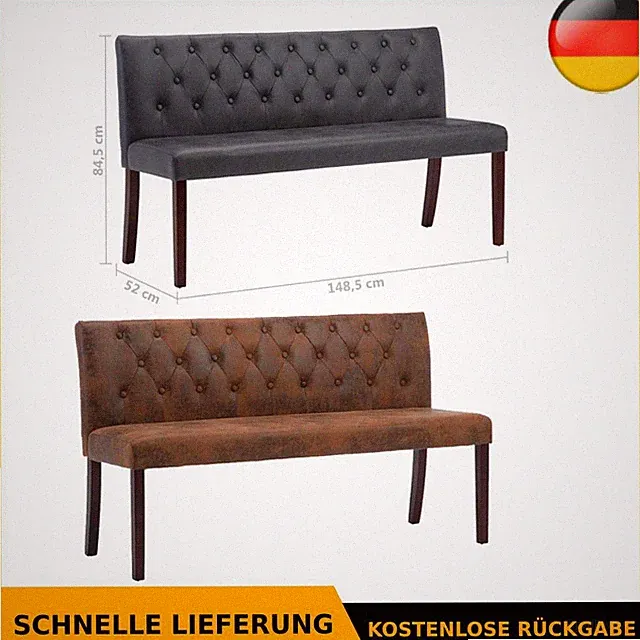 Wohnzimmer Bank Gepolsterte Sitzbank Wildleder-Optik Bank Freizeitbank Sofabank