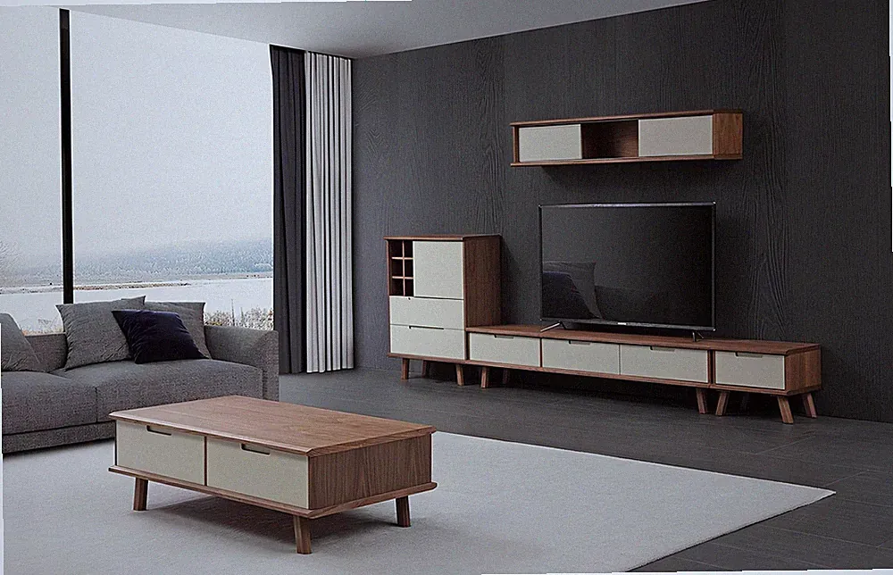 Wohnzimmer Komplett Set Kommode Sideboard RTV Schrank Wand Couchtisch Garnitur