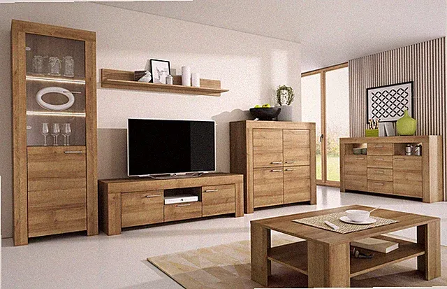 Wohnzimmer-Set 6-teilig Wohnwand Couchtisch Sideboard Eiche Riviera 75855748