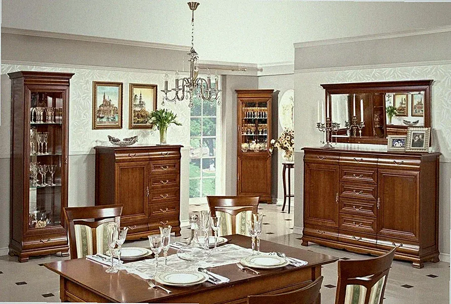 Wohnzimmer Set Holzmöbel Wohnzimmer Eckvitrine Komplett Kommode Einrichtung 5tlg
