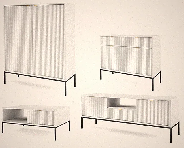 Wohnzimmer-Set Nova 4 teilig mit Highboard Couchtisch Lowboard MDF Farbe und Ges
