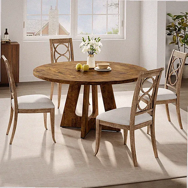 Wohnzimmer Tisch Esszimmertisch Landhausstil Esstisch Rund für 4–6 Personen