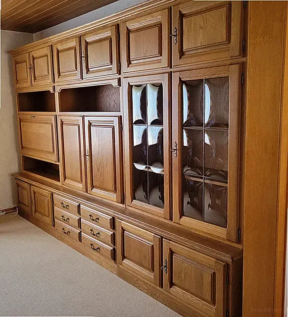Wohnzimmerschrank Eiche 330(3x110)x50x210cm Fernsehfach Barfach Vitrine