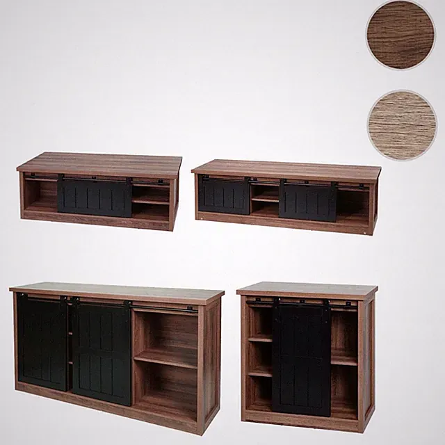 Wohnzimmerset aus TV-Rack, Sideboard, Kommode und Couchtisch HWC-K75, Industrial