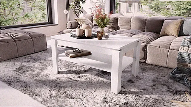 Wohnzimmertisch Asti-R 100x60 cm Couchtisch mit Ablage Kaffeetisch Ausziehbar 05