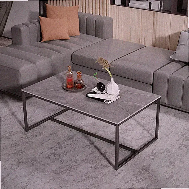 Wohnzimmertisch Couchtisch Marmor Grau Dekor Sofatisch Kaffeetisch Steinplatte