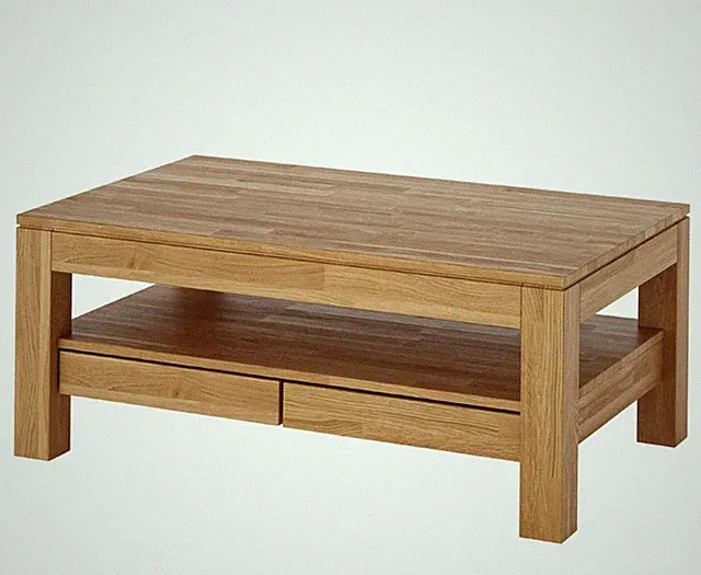 Wohnzimmertisch Eiche massiv 110x70 cm Couchtisch mit 2 Schubladen geölt