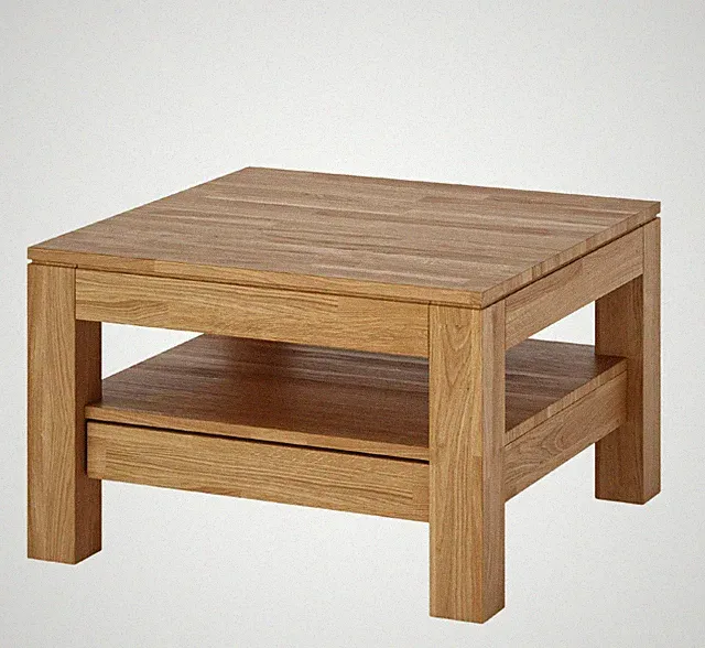 Wohnzimmertisch Eiche massiv 70x70 cm Couchtisch mit Schublade geölt