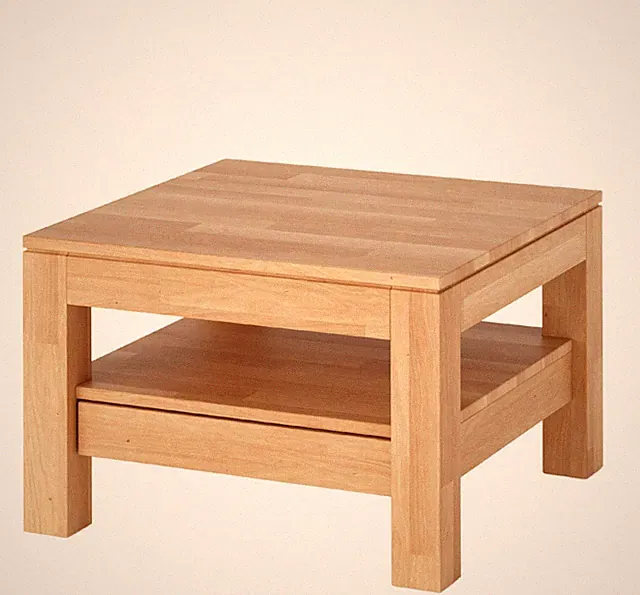 Wohnzimmertisch Kernbuche massiv 70x70 cm Couchtisch mit Schublade geölt
