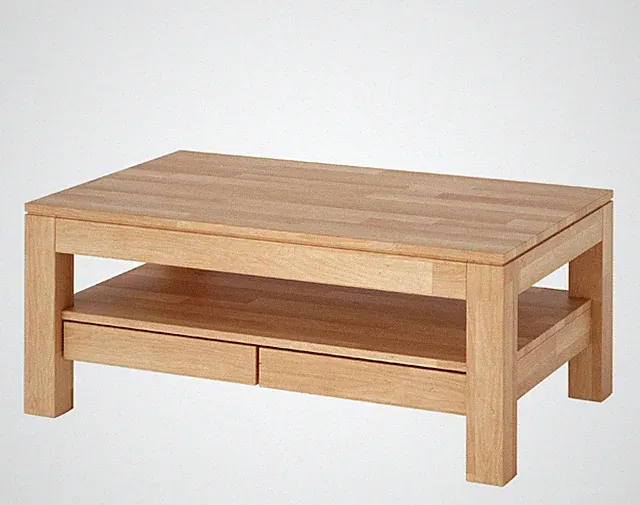 Wohnzimmertisch Kernbuche Massivholz 110x70 cm Couchtisch mit 2 Schubladen geölt