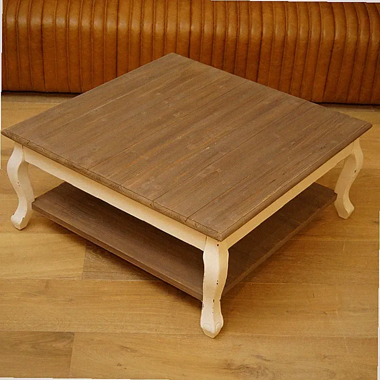 Wohnzimmertisch Tisch Shabby Chic Vintage Weiß Natur Französischer Stil Deko