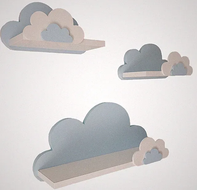 Wolken Wandregal 3er Set Fisia- Galaxy-Klasse, Blau- Kinderzimmer, für kinder