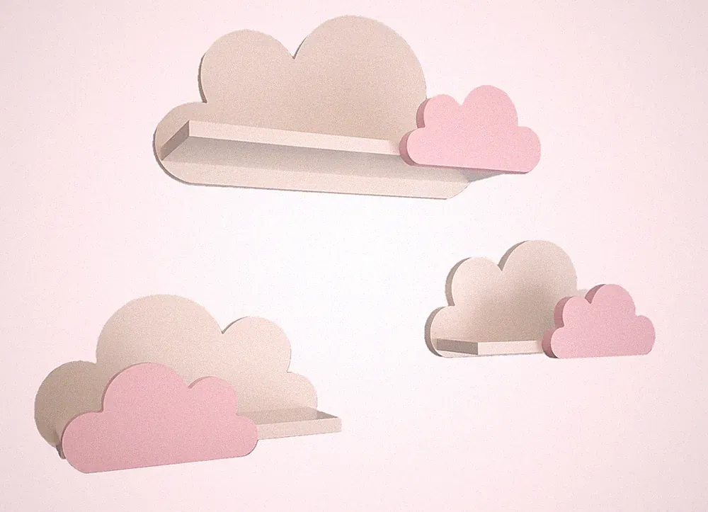 Wolken Wandregal 3er Set Moli Premium rosa, Kinderzimmer, kind, babyzimmer junge