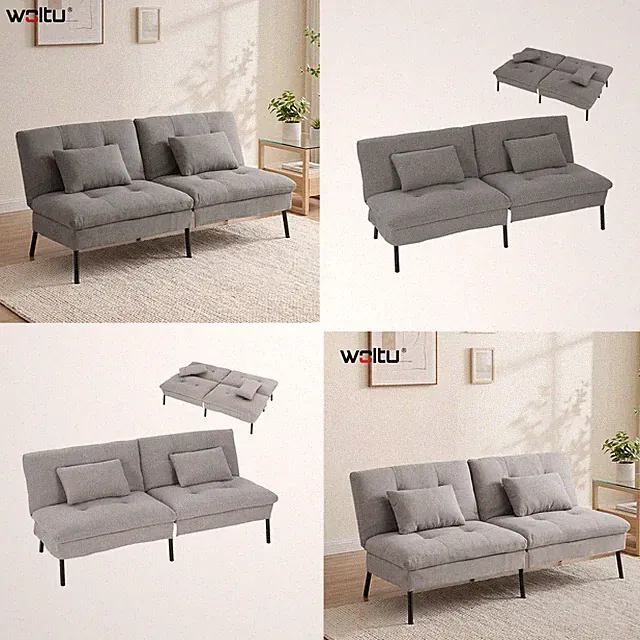 WOLTU 2-Sitzer Schlafsofa Bettsofa Klappsofa 2 Kissen Verstellbarer Rückenlehne