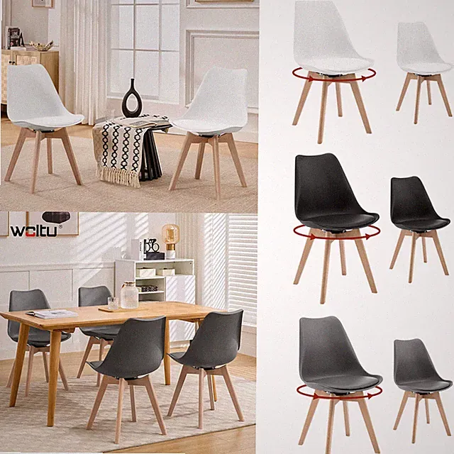 WOLTU 2Pcs/4Pcs Esszimmerstühle Drehstuhl Kunstleder Küchenstuhl 120kg belastbar