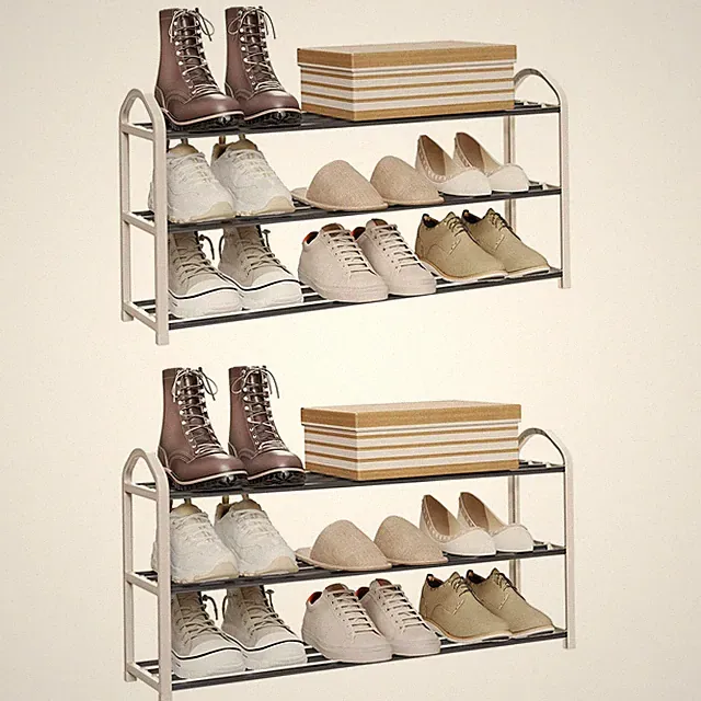 WOLTU 2x Schuhregal Schuhablage Metall 3 Schicht Schuständer Rostbeständig Creme