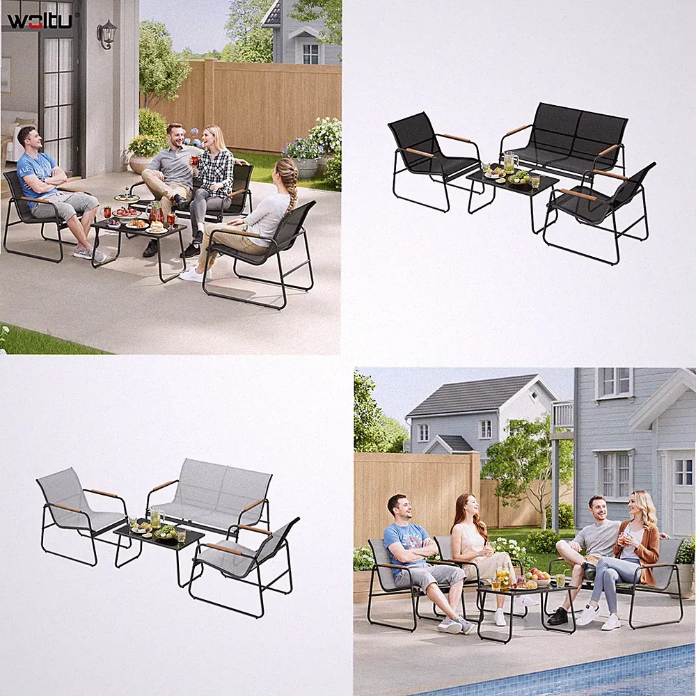 WOLTU 4-teilig Gartenmöbel Set Balkonmöbel Terrassen-Set Wetterfest UV-beständig