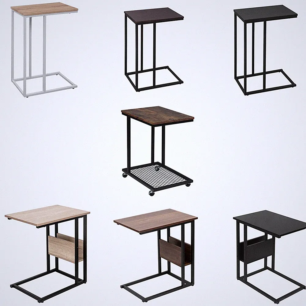 WOLTU Beistelltisch C-form Sofatisch Kaffeetisch Couchtisch mit Metallrahmen