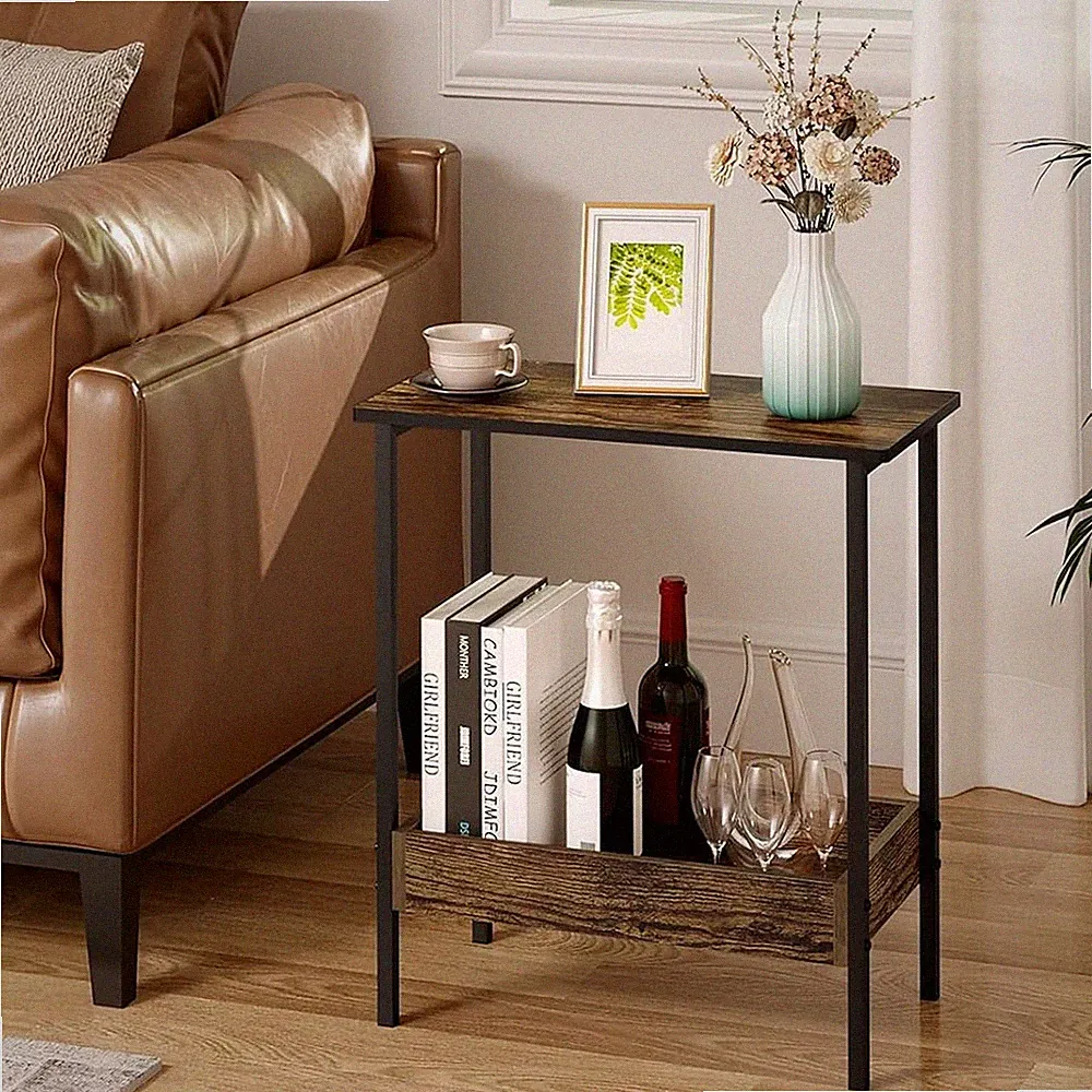 WOLTU Beistelltisch Couchtisch mit 2 Ablagen Sofatisch Konsolentisch Wohnzimmer