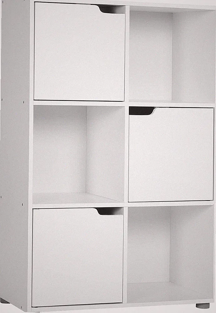 WOLTU Bücherregal Bücherschrank Aktenschrank Büroregal mit 3 Türen 6 Fächer Weiß