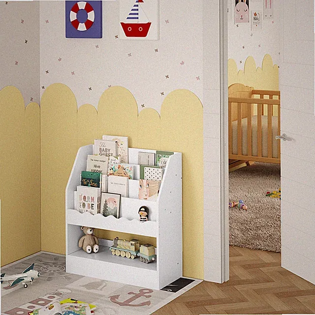 WOLTU Bücherregal Kinder Bücherregal 5 Fächern Montessori Spielzeugregal Weiß