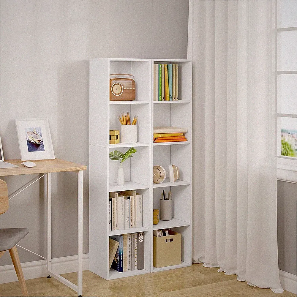 WOLTU Bücherregal offener Bücherschrank 5 Fächern Standregal Würfelregal Weiß