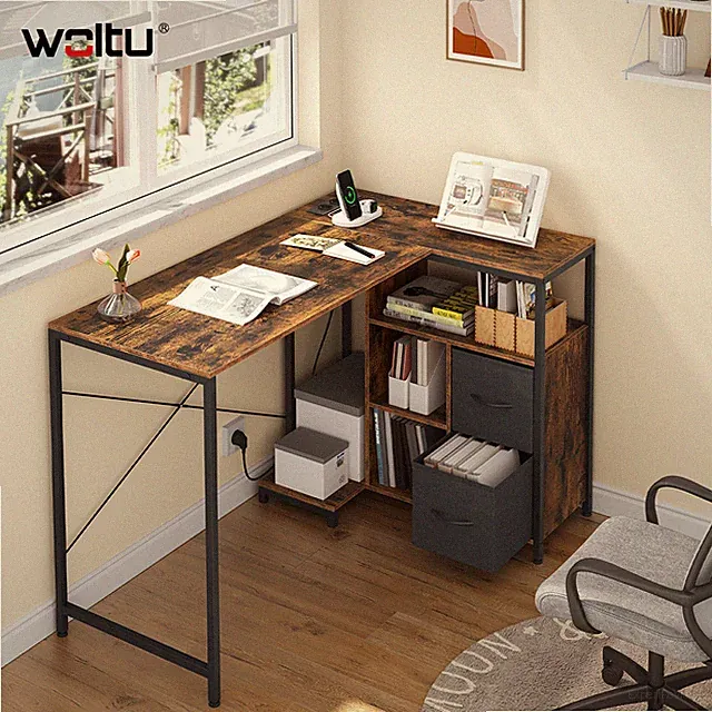 WOLTU Eckschreibtisch Schreibtisch Arbeitstisch Steckdosen USB-A Typ-C 120x80 cm