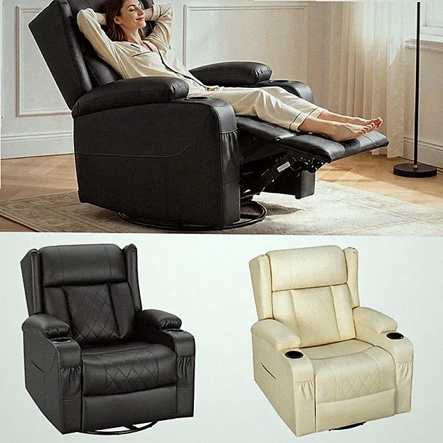 WOLTU Einzelsofa mit Liegefunktion Relaxsessel Fernsehsessel 360° drehbar PU